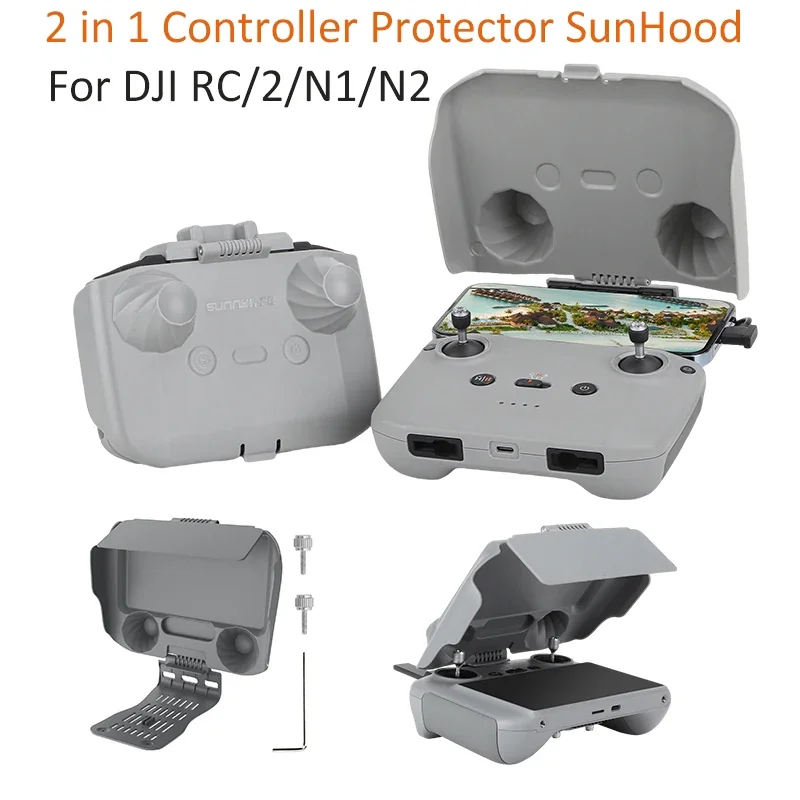 2 in 1 Controller Protector SunHood Control Sticks Guard Protective Cover for DJI RC N2/1 for Mini 3 4 Pro/ AIR 3/ Mavic 3 Pro