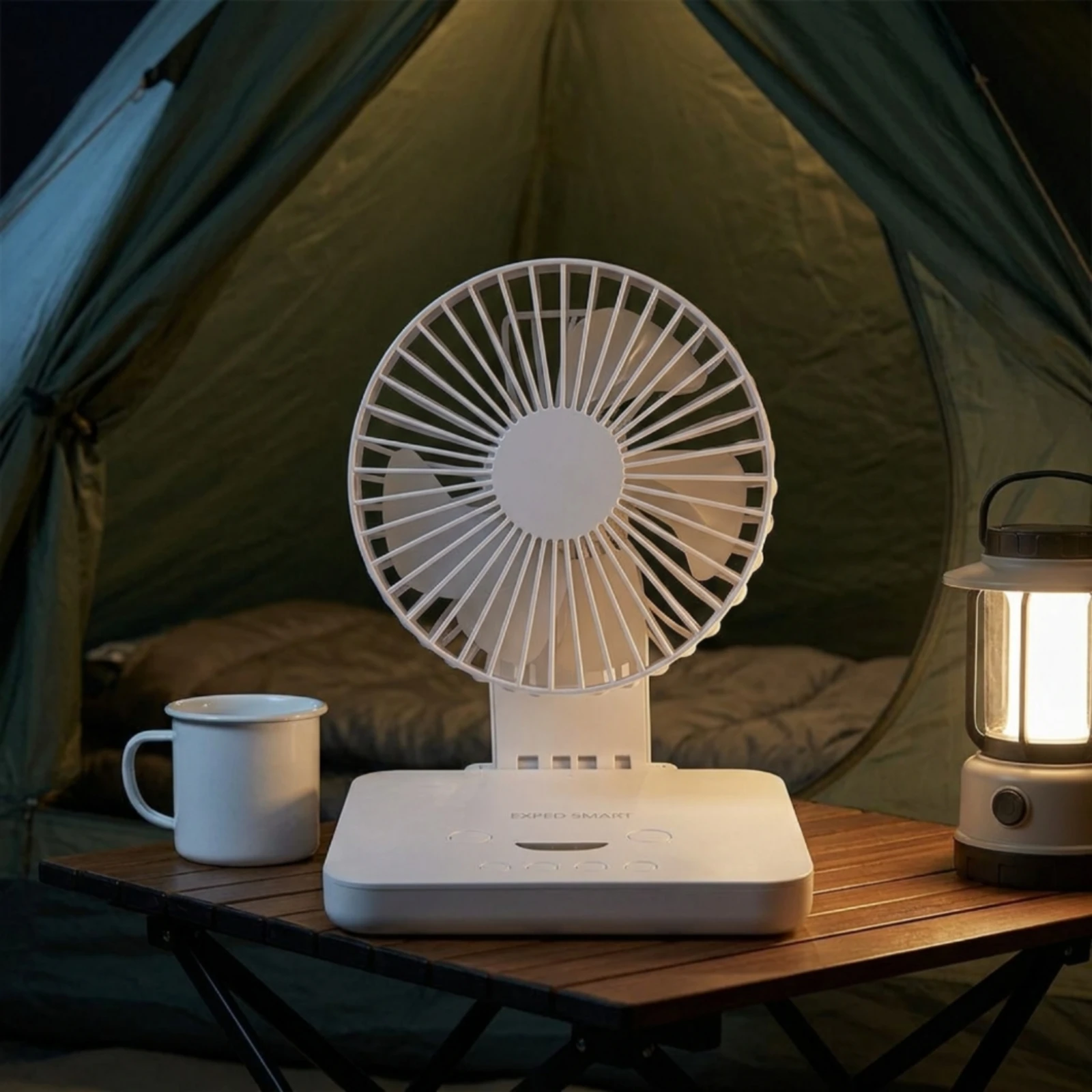 Desk Fan with LED Night Light Space-Saving Desktop Fan with Night Light Small Adjustable for Students, Bedroom, Office