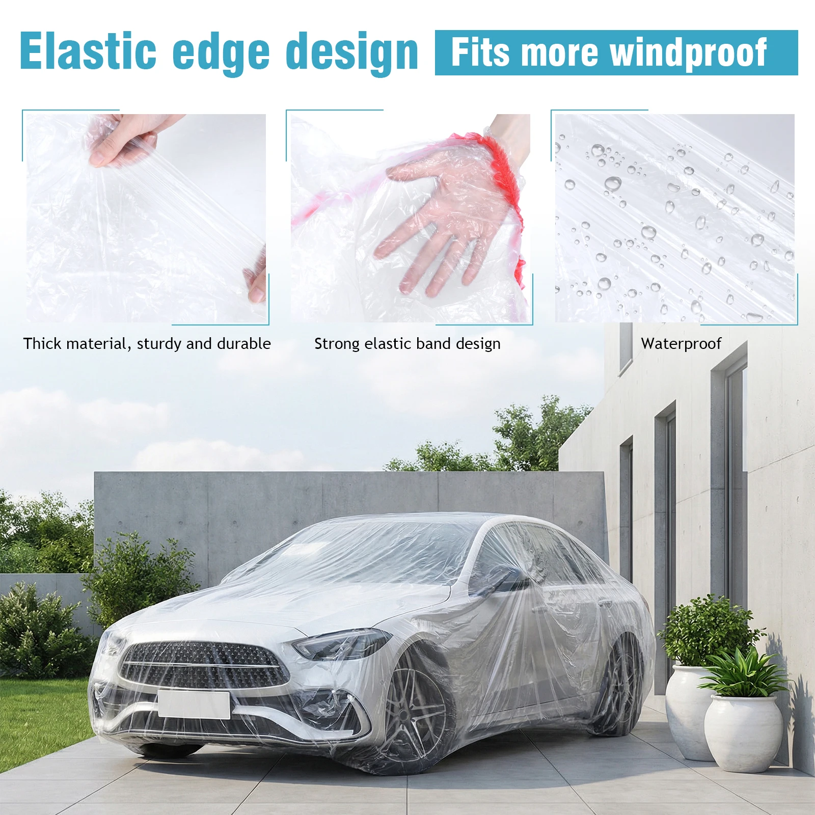 

50 Packs Universal Disposable Car Covers Suv Sedan Car Cover with Elastic Band (12.5x21.6 Ft) for SUV Sedan Accessories