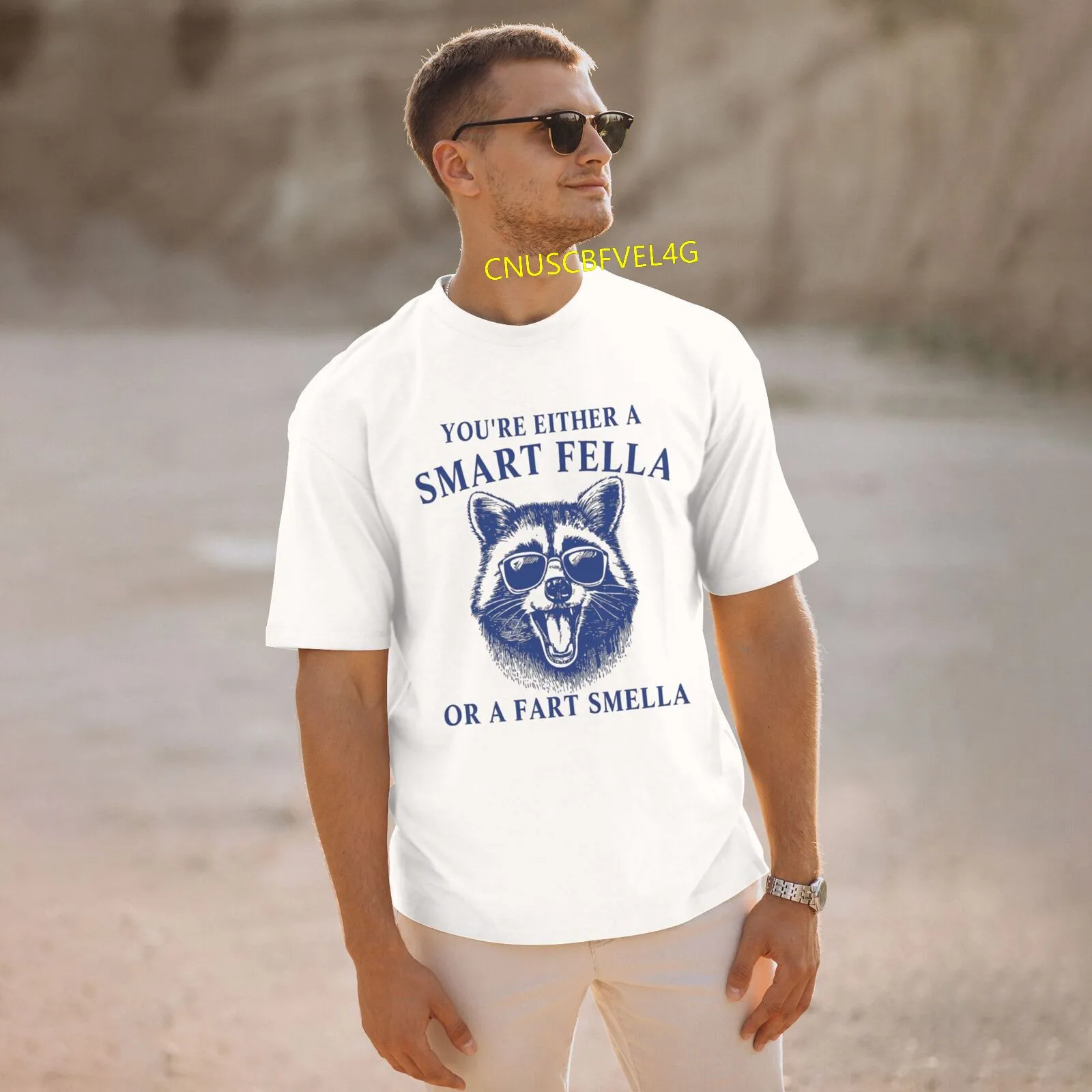 

CNUSCREVELAG Personalized Customized You're Either Smart or Stinky Men's 100% Cotton Casual Comfortable Round Neck Short-Sleeved