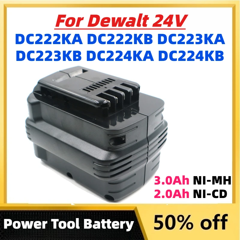 3.0Ah NI-MH 2.0Ah NI-CD Battery for Dewalt 24V DC222KA DC222KB DC223KA DC223KB DC224KA DC224KB Electric Drill Power Tool Bateria
