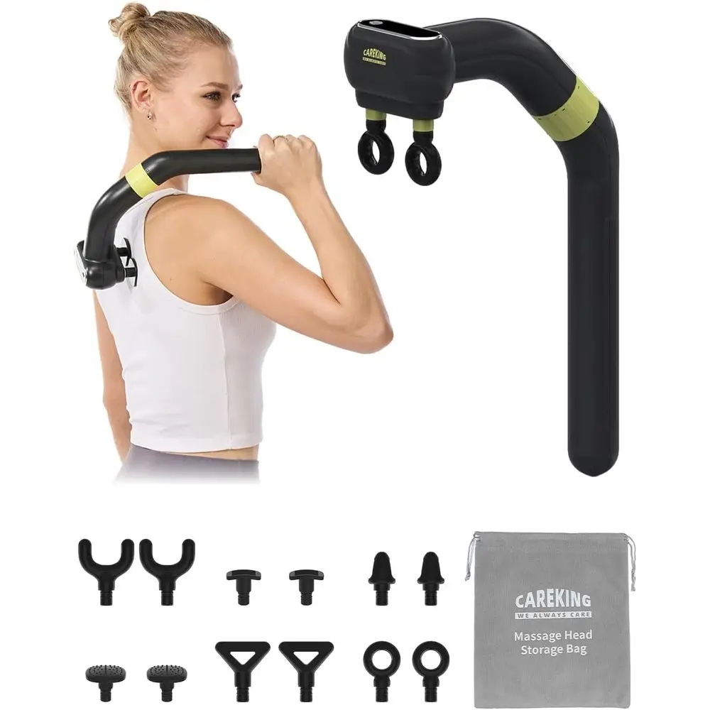 

Dual Massage Gun Deep Tissue 3-in-1 Back Massager with Detachable Extension Handle or Hard-to-Reach Areas, Gym & Home Use or Men