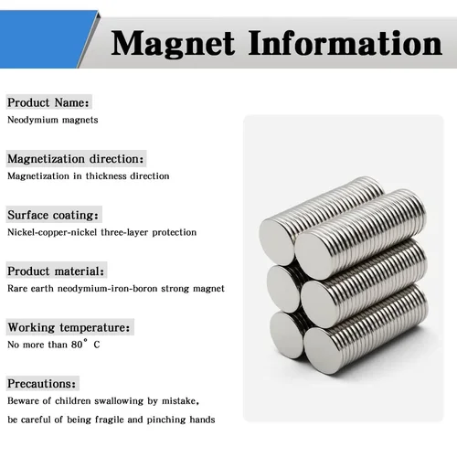 Imagen 2 del producto Imán redondo súper potente de 15x2mm, imán de neodimio NdfeB N35, imanes magnéticos permanentes fuertes, imán para refrigerador