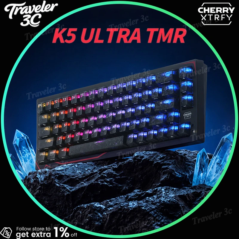 CHERRY XTRFY K5 ULTRA TMR Magnetic Switch Keyboard 8000HZ RT0.01MM Hot Swao USB Wired 558g Lightweight 67 Keys For FPS Game