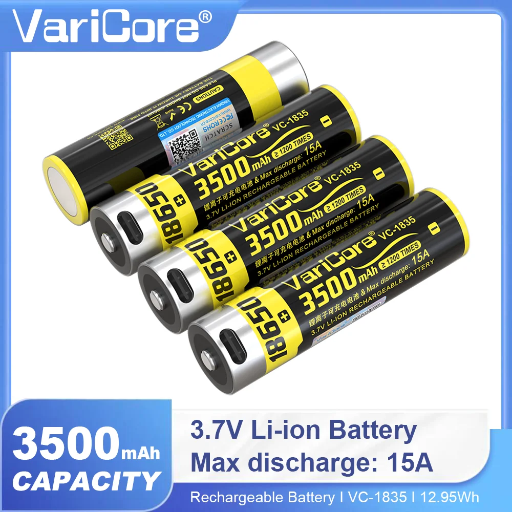 1-36 قطعة VariCore جديد VC-1835-USB Type-C 18650 3500mAh 3.7V بطارية ليثيوم قابلة للشحن لمصباح يدوي