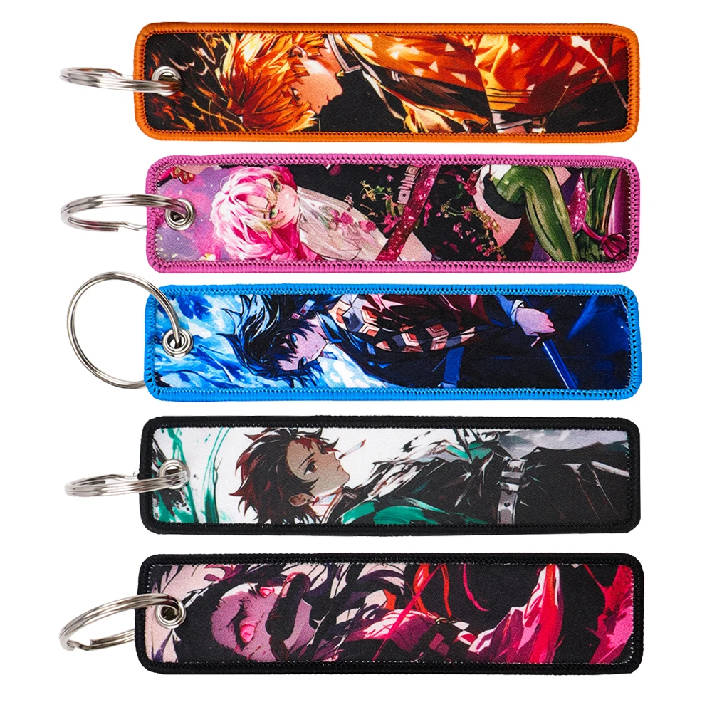 

Anime Kamado Tanjirou Key Chain for Men Women Key Fobs Holder Key Ring Key Tags Japanese Manga Jet Tag Key Accessories