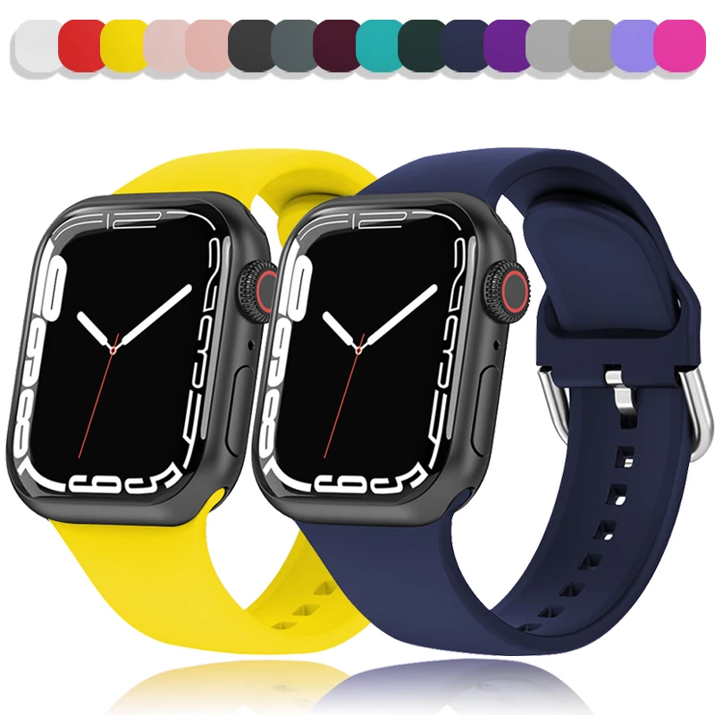 do Apple Watch Band 46mm 42mm 49mm 45mm 44mm 41mm 40mm Silikonowa bransoletka Correa Iwatch Series Ultra 10 9 8 Se 7 6 5 4