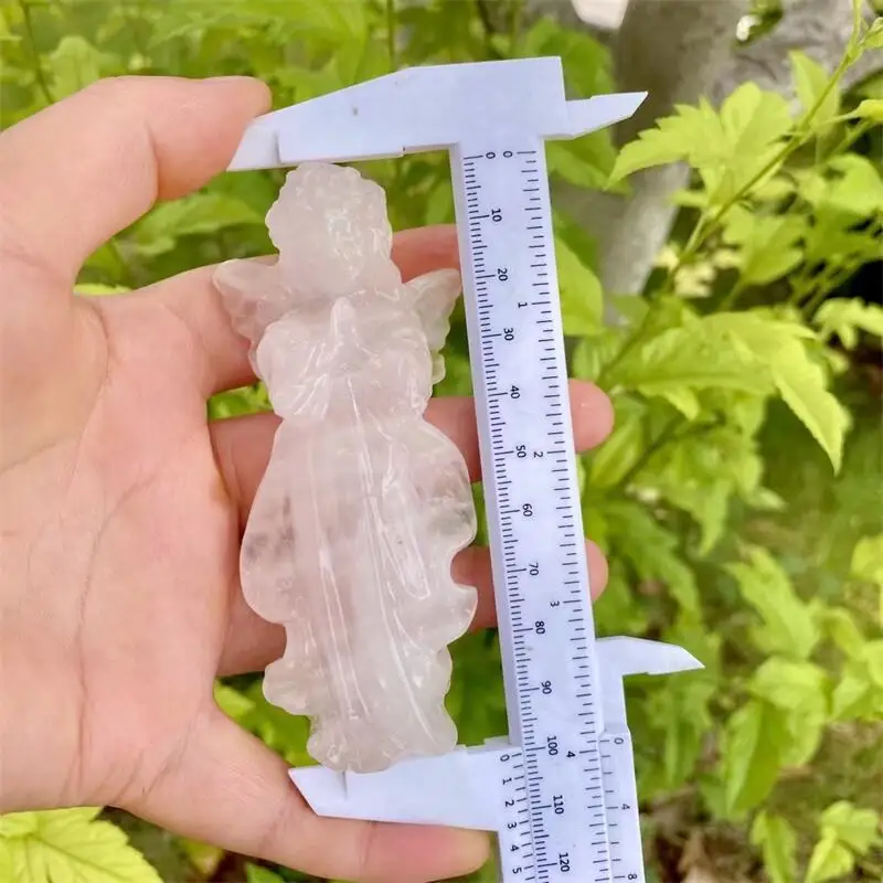 1PCS Natural Crystal Quartz Angel Carving Handmade Healing Reiki Stone Fengshui Decorative Home Artwork