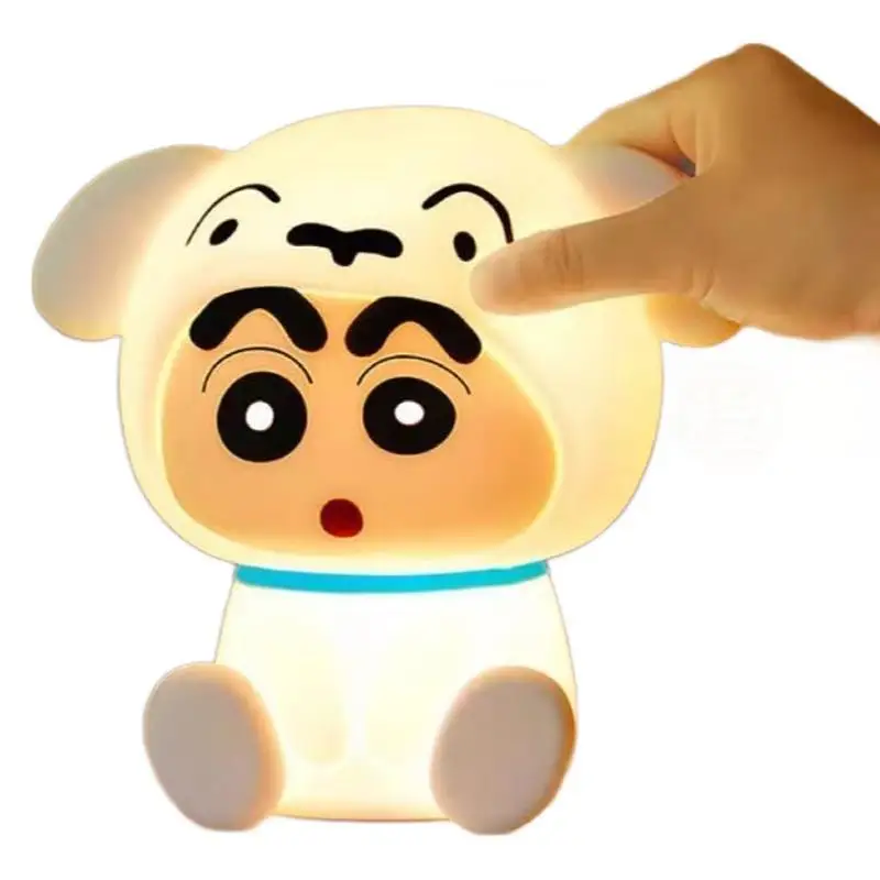 Anime crayon shinchanss acariciando pequena lâmpada noturna luz suave olho-proteção quarto cabeceira carregamento pequena noite ornamento presentes