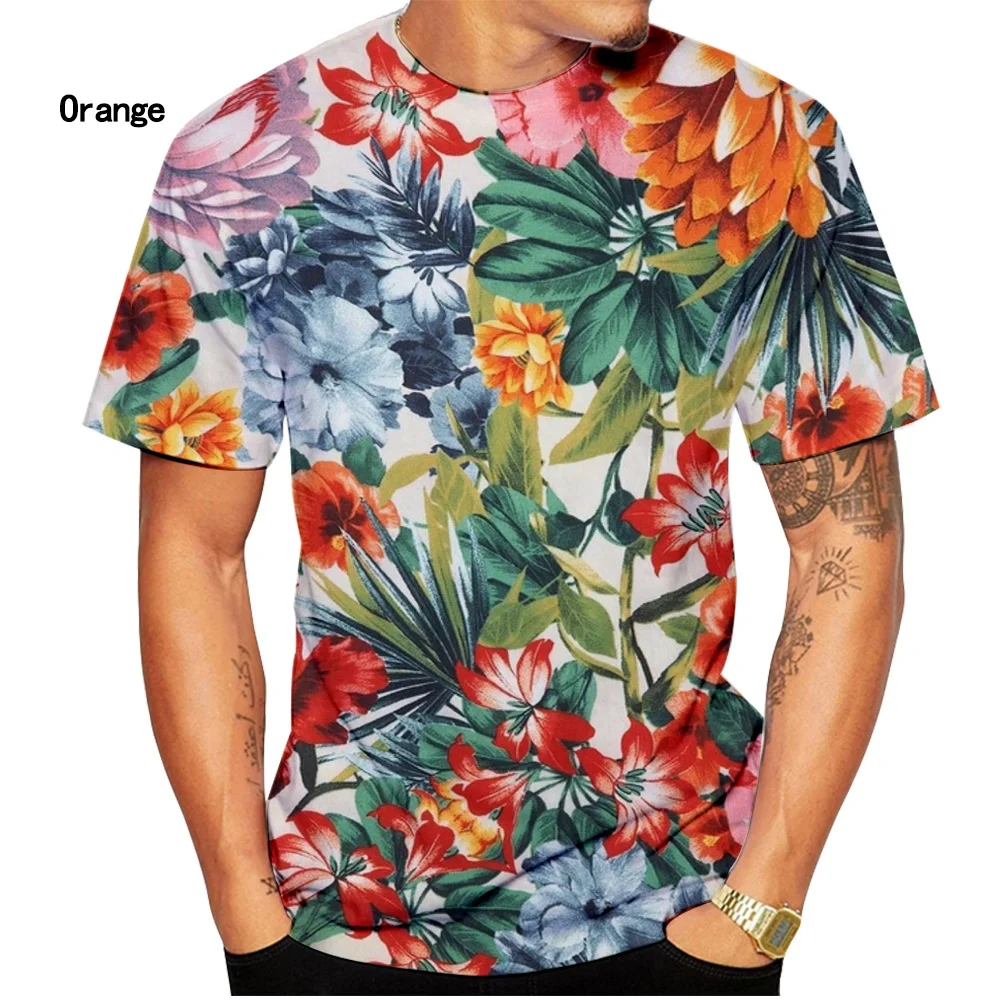 New Fashion Men's Floral 3D-printed T-shirt Casual Short-sleeved Summer Shirt Top