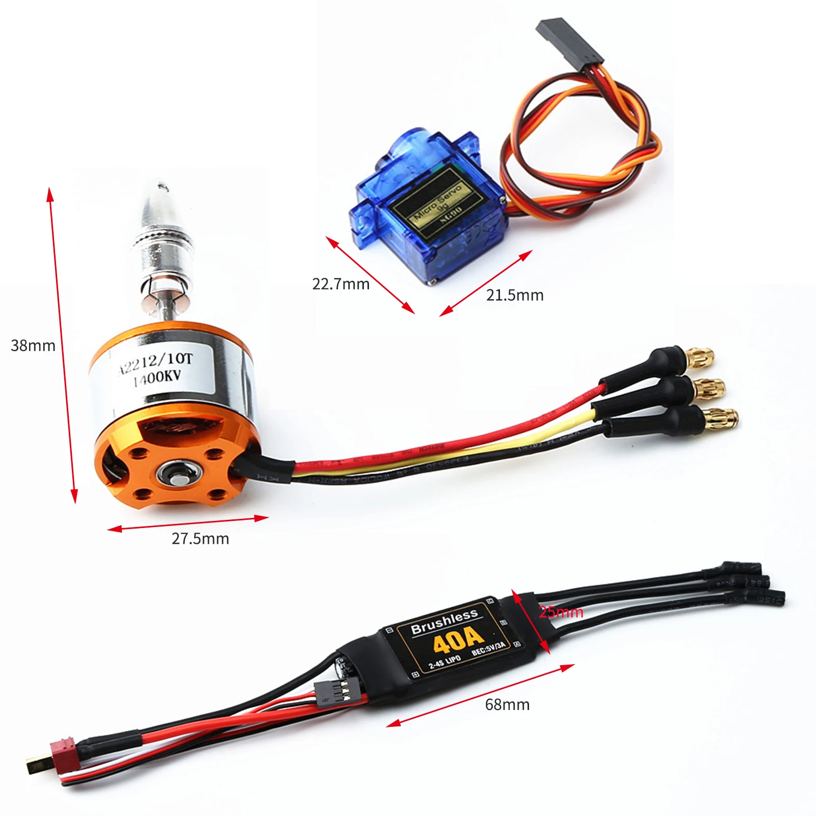 Brushless Motor 1400KV 40A ESC 8060 Propeller 9G Micro Servo 2pcs for RC Plane Helicopter XT60 Plug