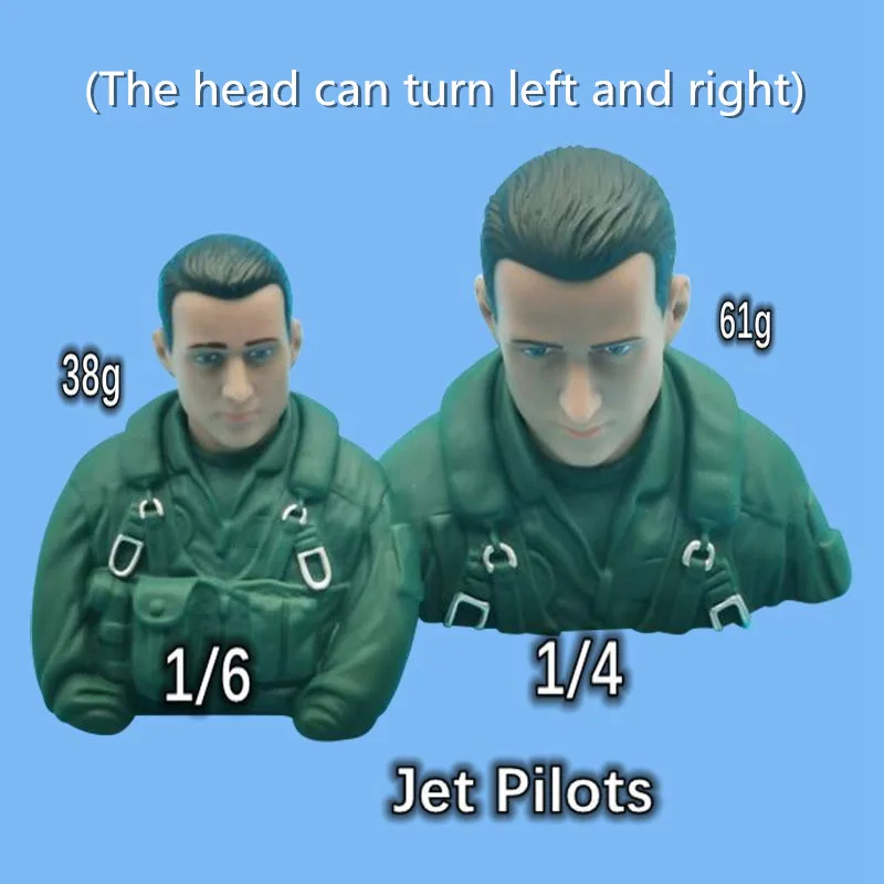 1 Pc 1/4 1/6 Scale Jet Pilots Figures Toy Model For RC Plane Accessories Hobby Color Green Head Can Turn Left And Right