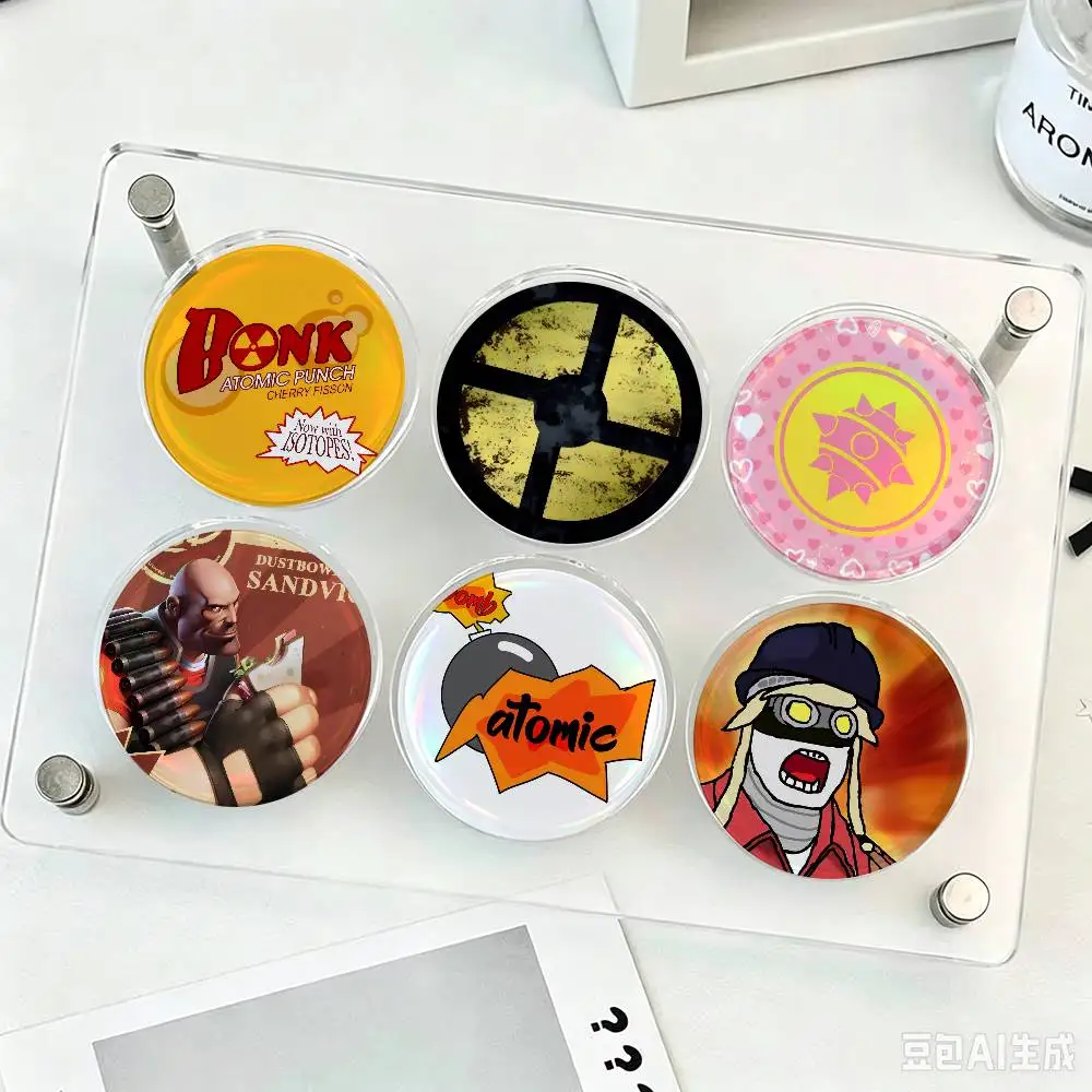 TF2 Bonk! Atomic Punch Logo  Round Badge Game Figure Button Pin Tinplate Brooch Clothes Bag Accessories Friends Gift
