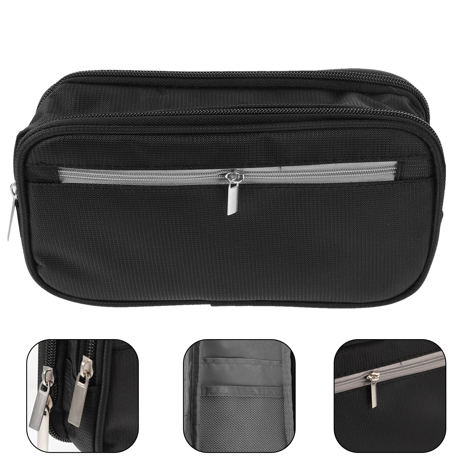 Zipper Pencil Bag Three-Layer Large Capacity Portable Pen Pouch Lightweight Wear-Resistant for Students Office Home Daily Use