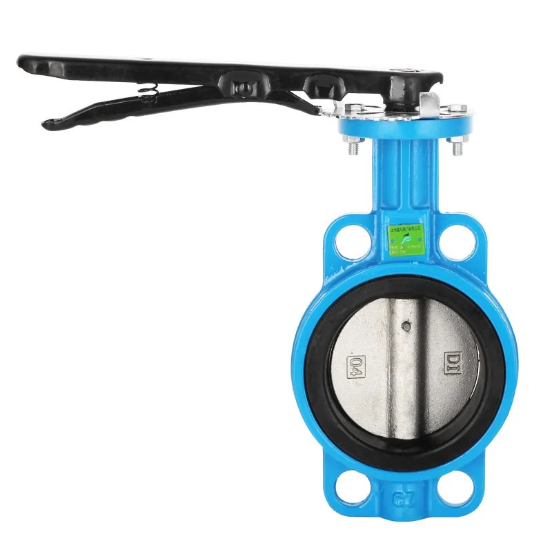 D71X 16 Manual Handle Wafer Butterfly Valve Ductile Iron Soft Seal For Water Pipe DN50 To 300