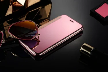 Etui z klapką do iphone 6 S 6s 7 8 Plus 5 5S SE X 6Plus 6SPlus 7Plus 8Plus 11 12 13 Cover Luxury Clear PC View Windows Mirror Coque