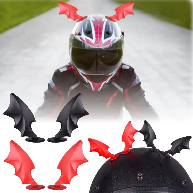 Helmet Wing Decorations Removable 3D Demon Wings with Suction Cups, Universal Fit for All Riding Helmets, Edgy Biker Accessory