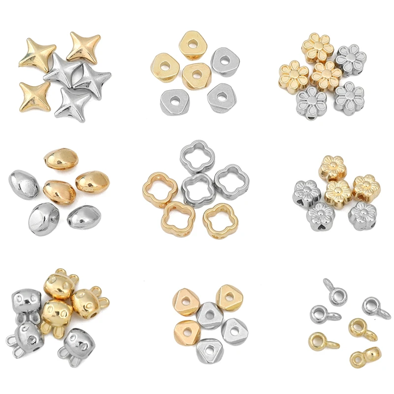 30-50pcs Gold/Rhodium CCB Loose Spacer Beads Star Flower Beads for Bracelet Necklace Earring DIY Jewelry Making Accessories