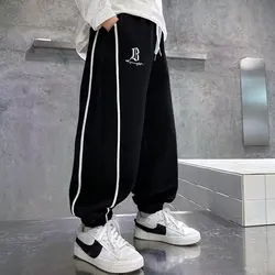 Boys Casual Fitness Pants Autumn Winter Clothes Letter Printed Sweatpants for Kids Fashion Loose Long Pants Jogger Trousers