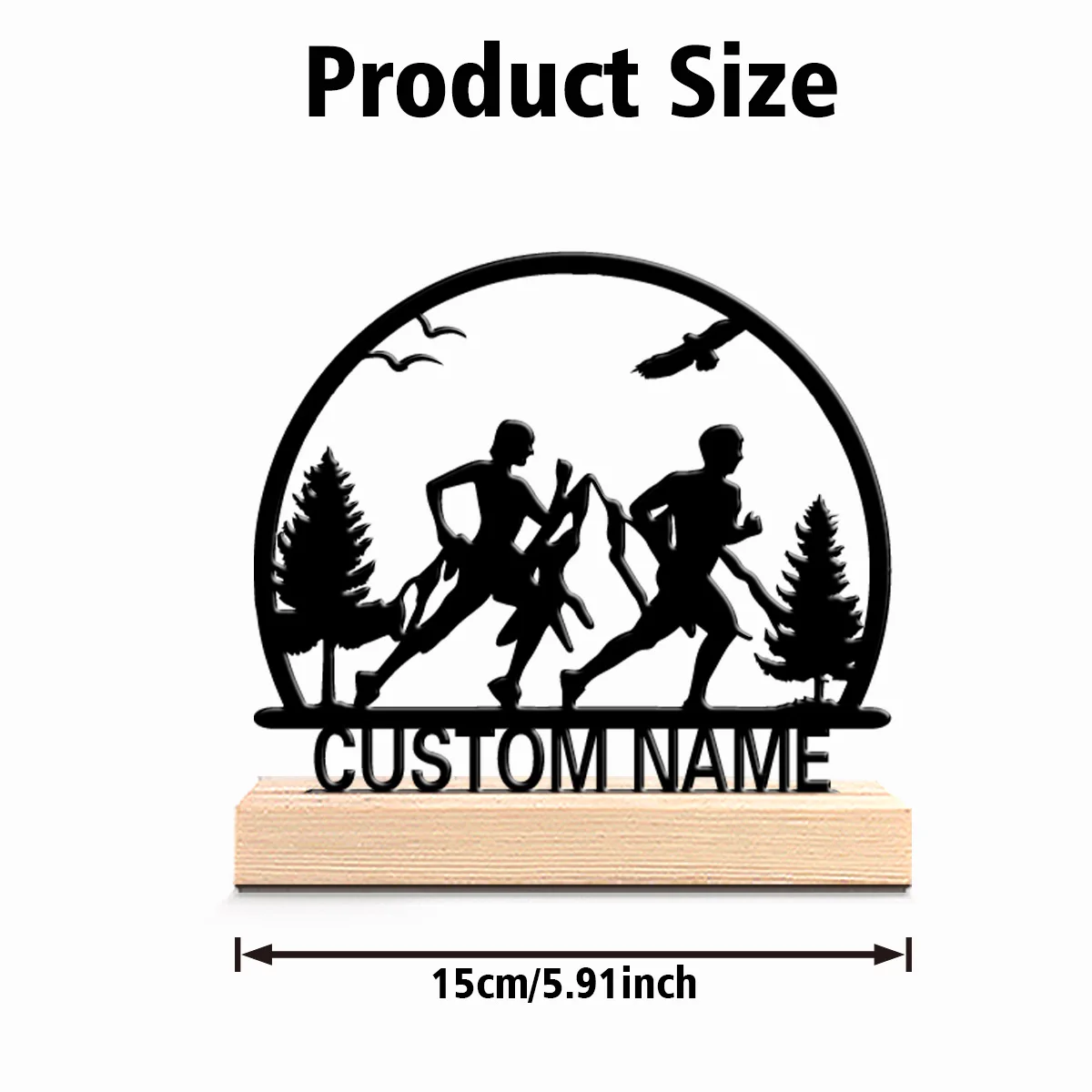 1pc Fun Personalized Custom trail running Metal Statues Desktop sculpture with wooden base suitable for pet grooming