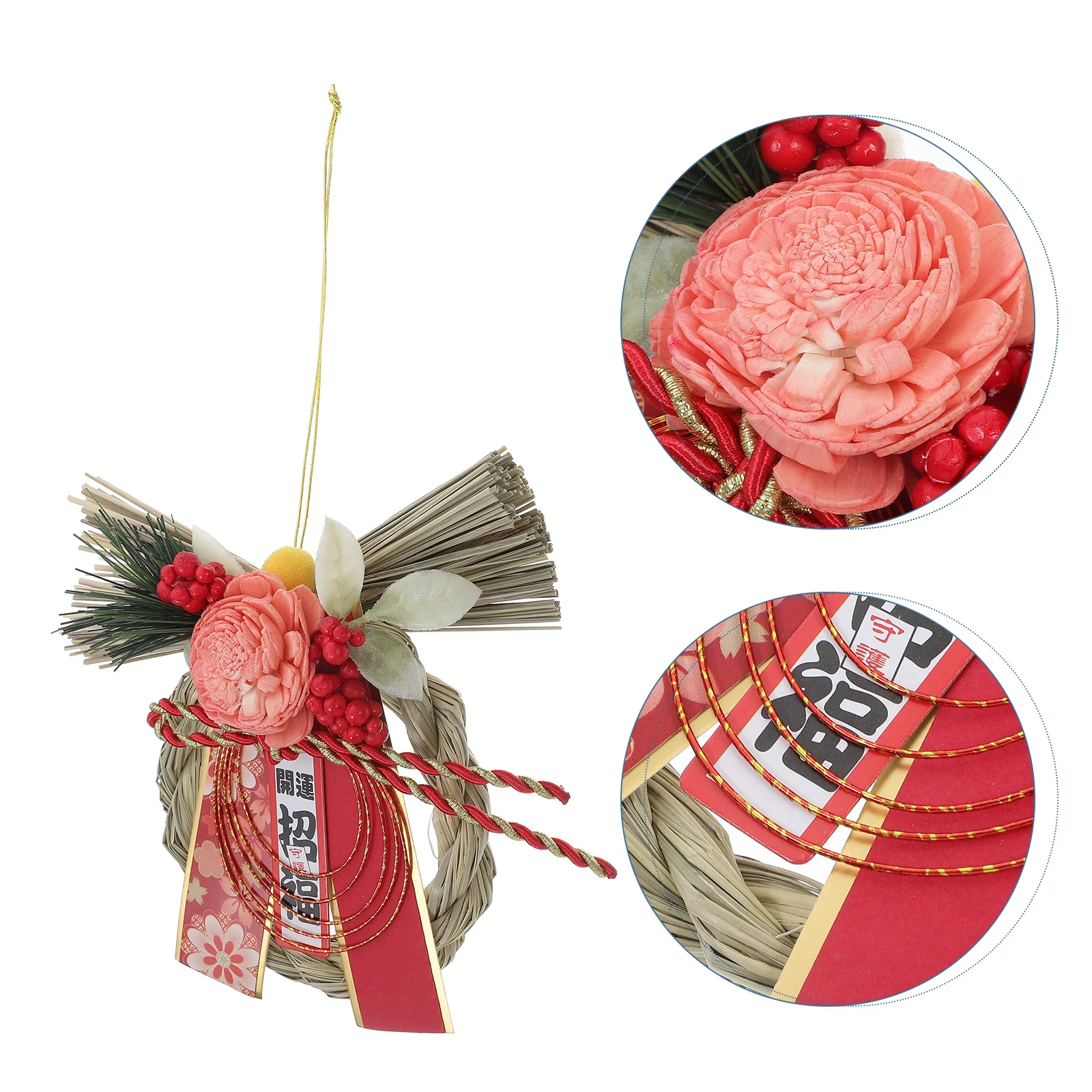 

Japanese Style Wreath New Year Hanging Ornament Traditional Craft Decor for Sushi Restaurant Festival Wall Door Car Hanging