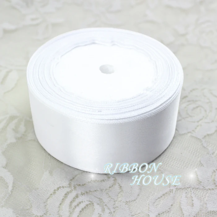 (25 Yards/roll) 2 inches 5cm White Single Face Satin Ribbons Webbing Decoration Gift Christmas Ribbon