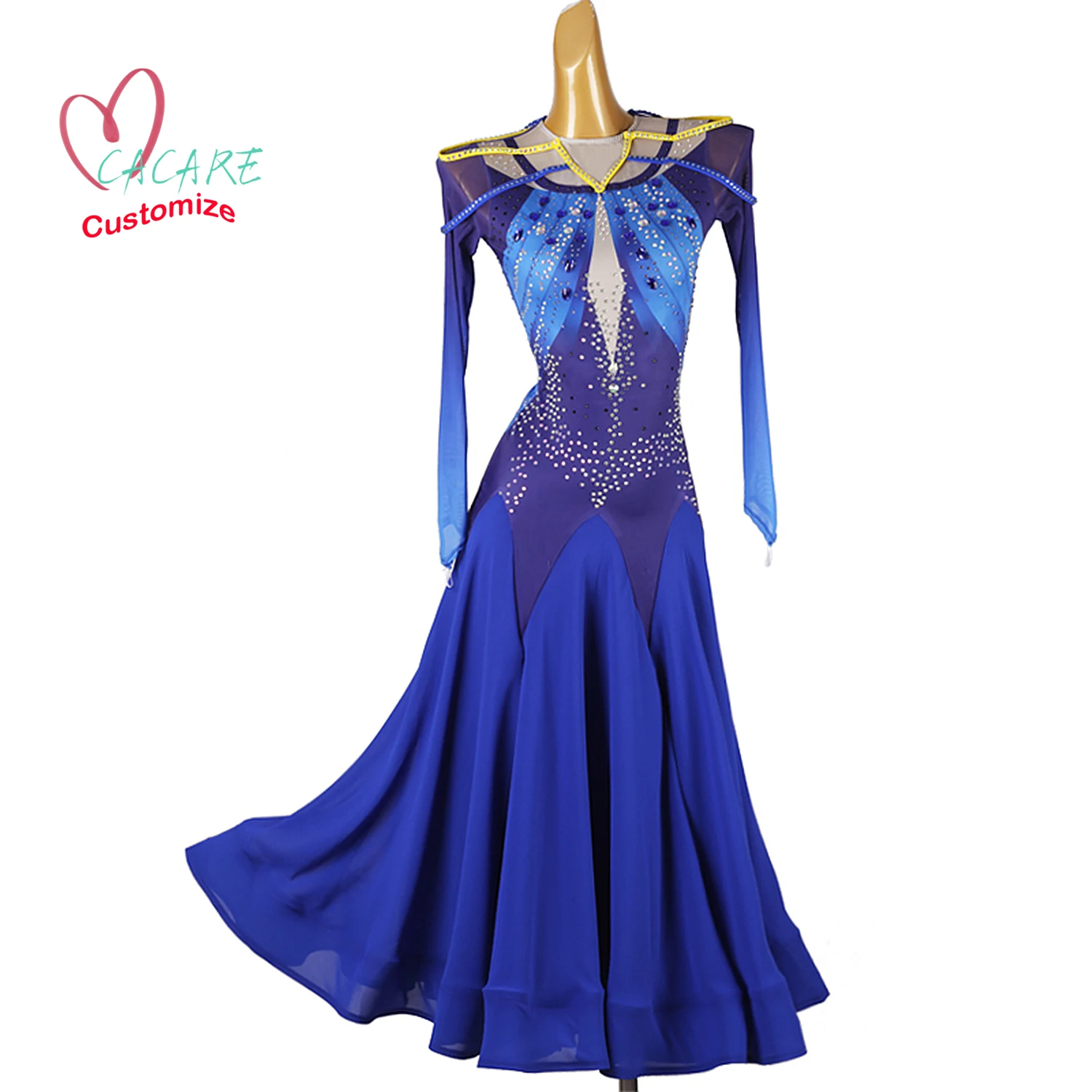Dancewear Standard Sala da ballo Valzer Abito da ballo moderno per adulti Abito da ballo Abiti da pratica Concorso di costumi di scena Flamenco 0005
