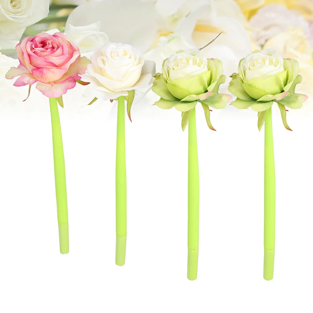 4 PCS Soft Rubber Neutral Ink Cute Pens Aesthetic Gel for Roses Flower