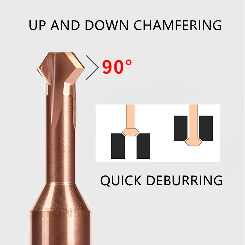 90 Degree Up And Down Chamfering Milling Cutter Carbide Positive And Negative Double-sided CNC Tool For Steel And Aluminum D1-12