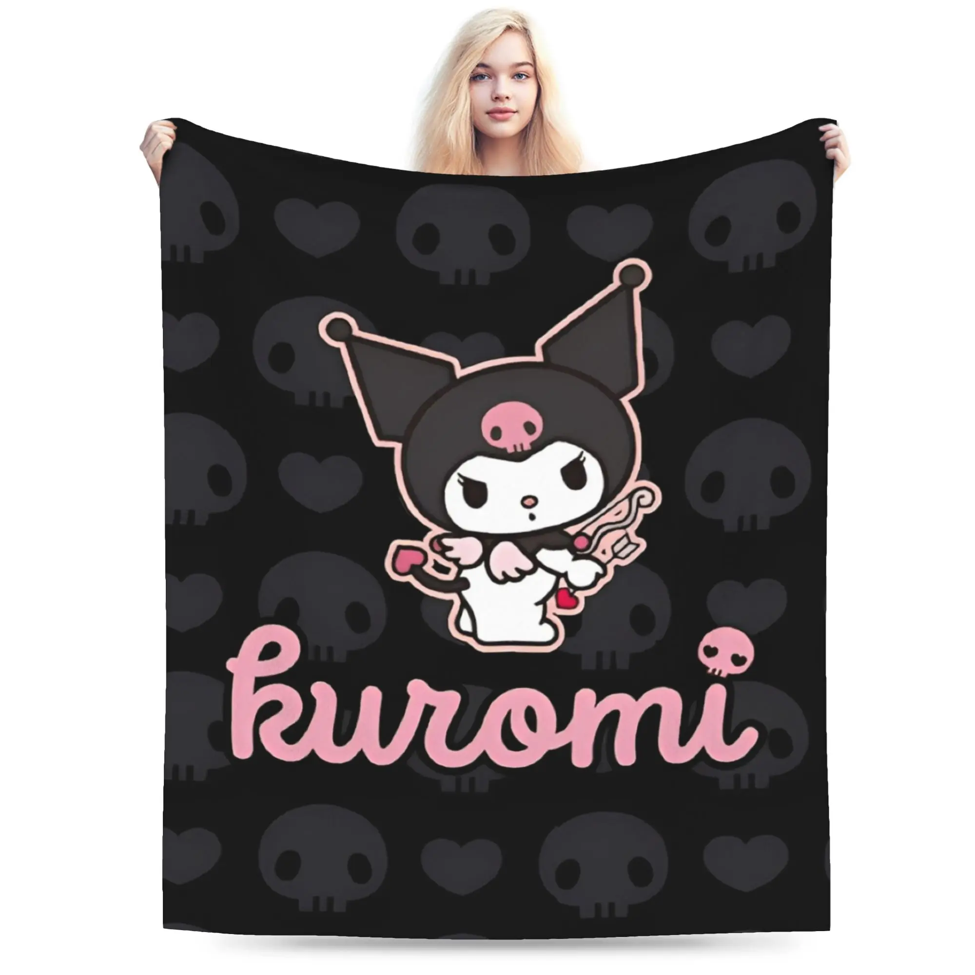 

Cute Kuromi Blanket Super Warm Fashion Plush Bedding Throws For Students Outdoor Flannel Bedspread Bed Cover