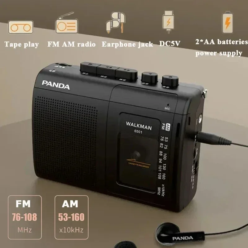 Reproductor de música de casete Retro, cinta portátil, reproductor de Radio AM/FM, grabadoras de cinta Walkman con altavoz, soporte para auriculares de 3,5mm