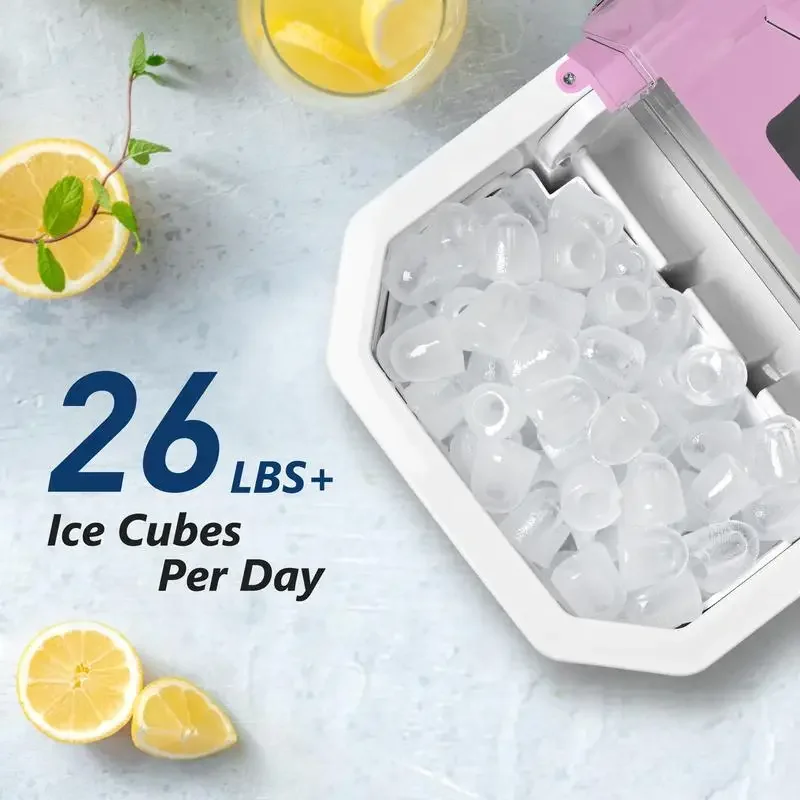 Simzlife Countertop Ice Maker, 26 lbs in 24 Hours, 9 Bullet-Shaped Ice Cubes in 6 Mins, Self-Cleaning