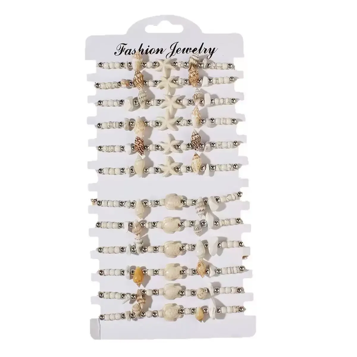 12 قطعة رائجة البيع الأبيض الفيروز البحر السلاحف شل الخرز سوار الصيف الشاطئ نمط الرجال النساء الصداقة سوار البدلة