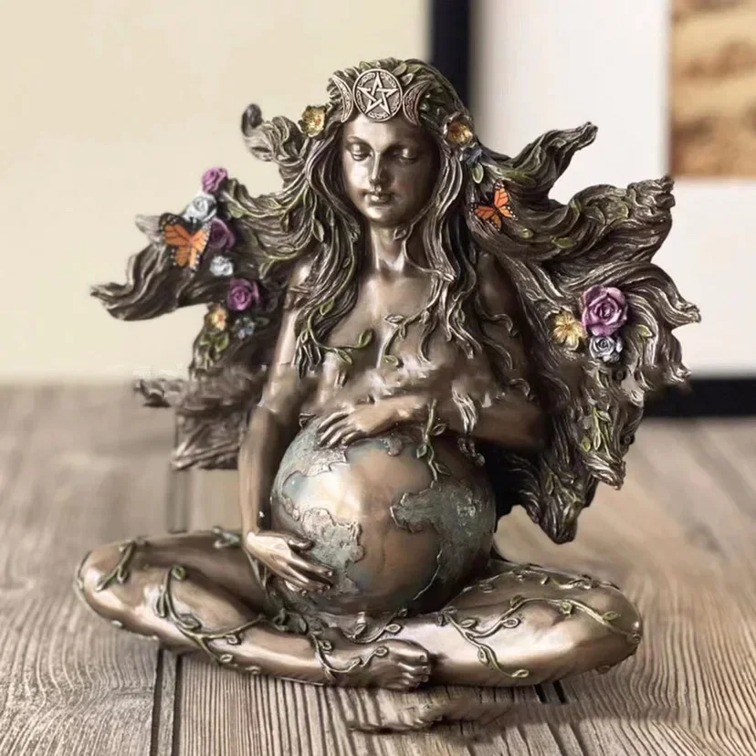 Gaia Fairy with Butterfly Decorative Buddha Figurine, Mother Earth Statue, Goddess Healing Chakra Meditation, New, 2023