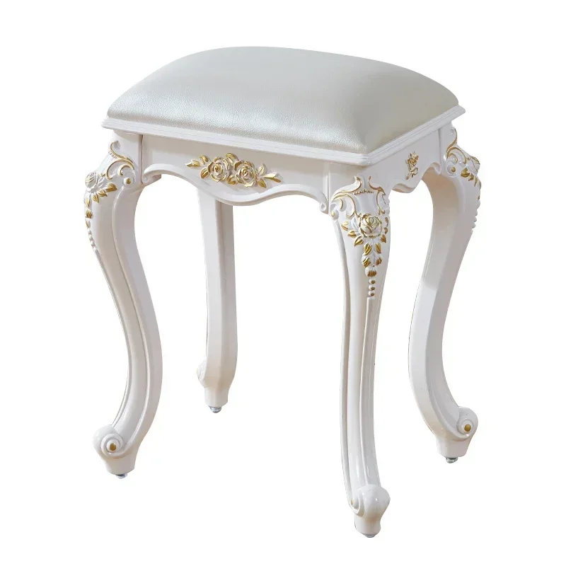 

European American Style Dressing Stools - Makeup Stool Soft Small Square Ottomans Household Chairs Princess Bedroom Nail Seating
