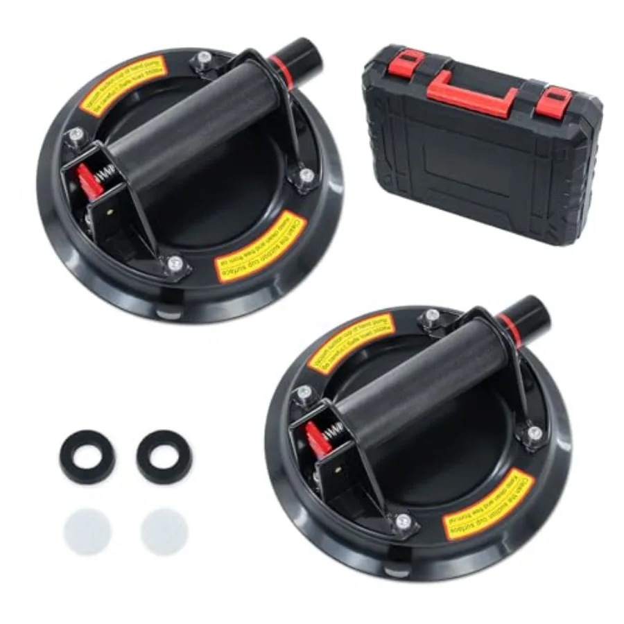 

2 Pack 8" Glass Suction Cups to Lift Large Glass, Max Load 480lbs Heavy Duty Windows Suction Cups for Glass, Tile, Granite, Mar