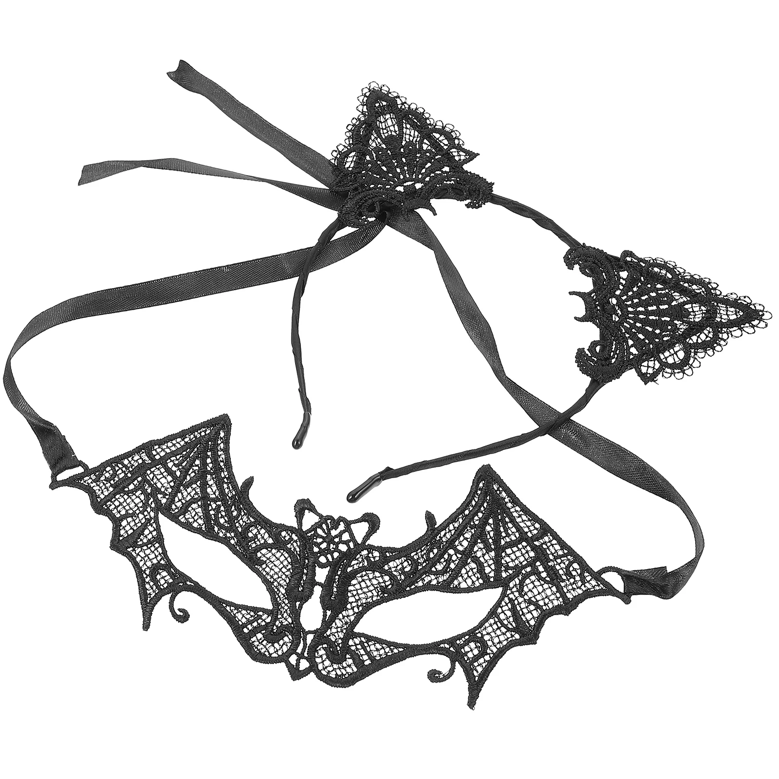 

1 set Black Lace Headb Half Face Mask Set Light Weight Comfortable Wear Cosplay Party Hair Decor Eye Mask Accessories
