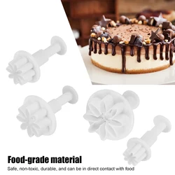 4Pcs/Set Mini Heart Flower Mold Plastic Plunger DIY Cake Decorating Tools Fondant Sugar Craft Biscuit Cookies Cutter Mould