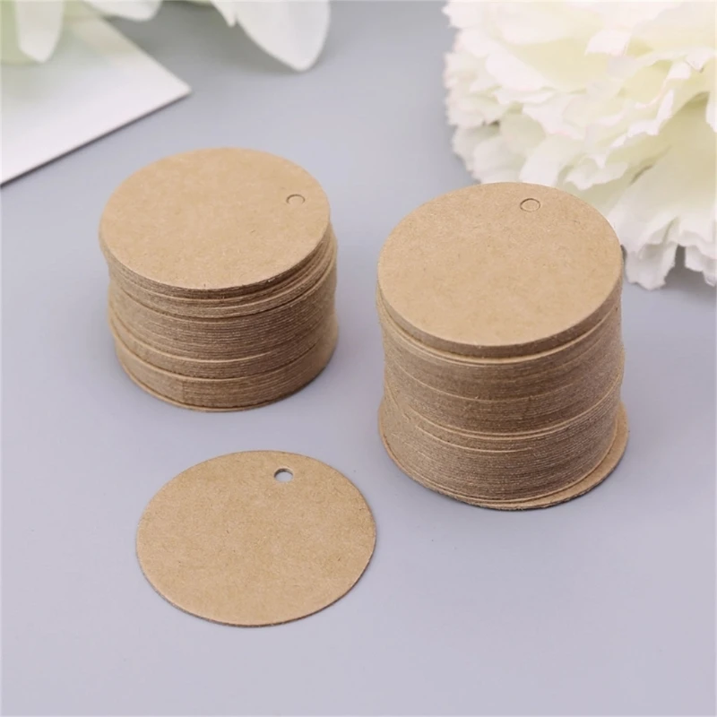 100x Circle Tages Gift Tages Kraft Paper Tages Wishes Tages Round Tages for Gift Wrapping Craft Project regalo natale