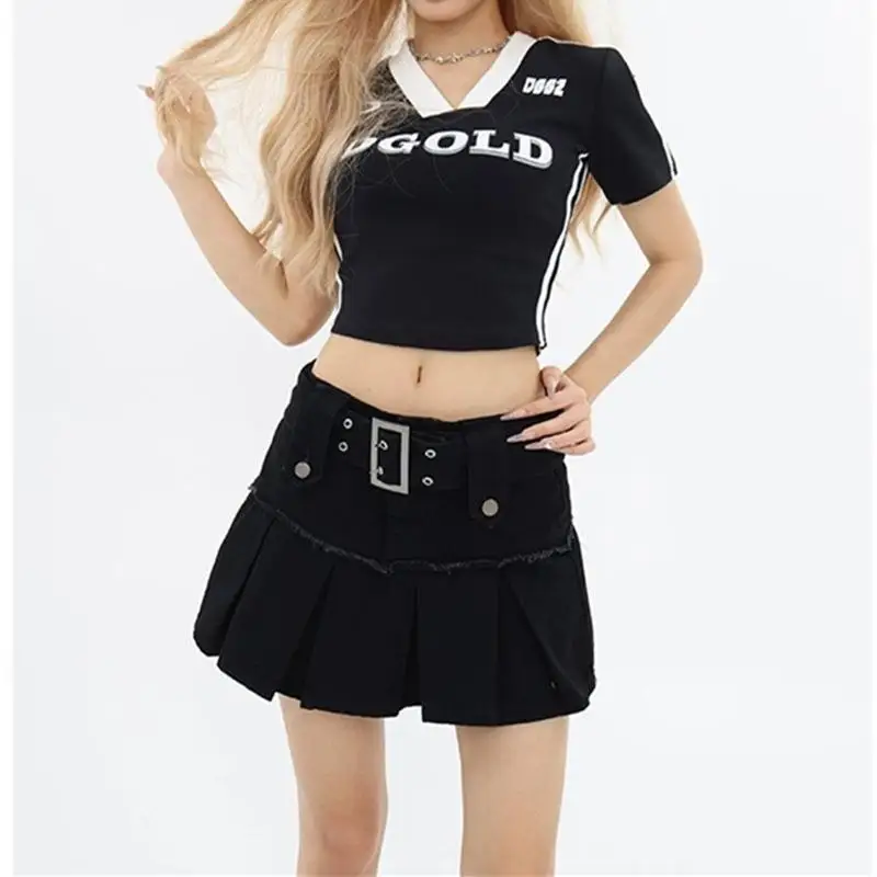 T-shirt da donna con effetto snellente ort Sve, dolce sle, stampa V-Ne ort, lunghezza, modello testo, top da donna