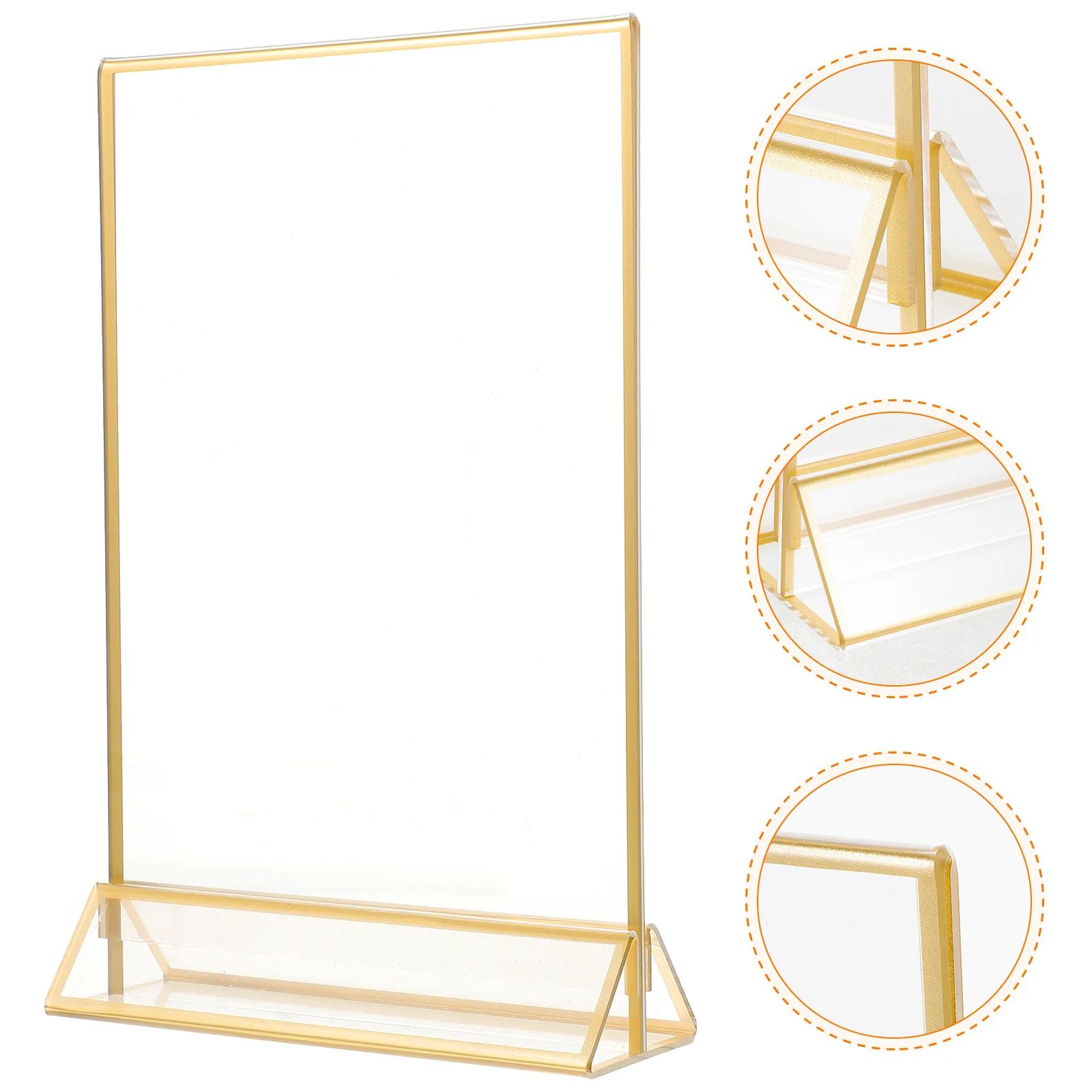 

6pcs Gold Rim Acrylic Display Holder Blank Menu Stand For Price Tag Wedding Table Multi-Function Vertical Sign Stand Store