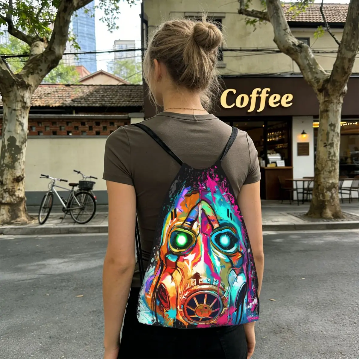 B-Borderlands Shooting Game Gaming Backpacks Portable Drawstring Bags Sports Bag Book Bags for Travel Students