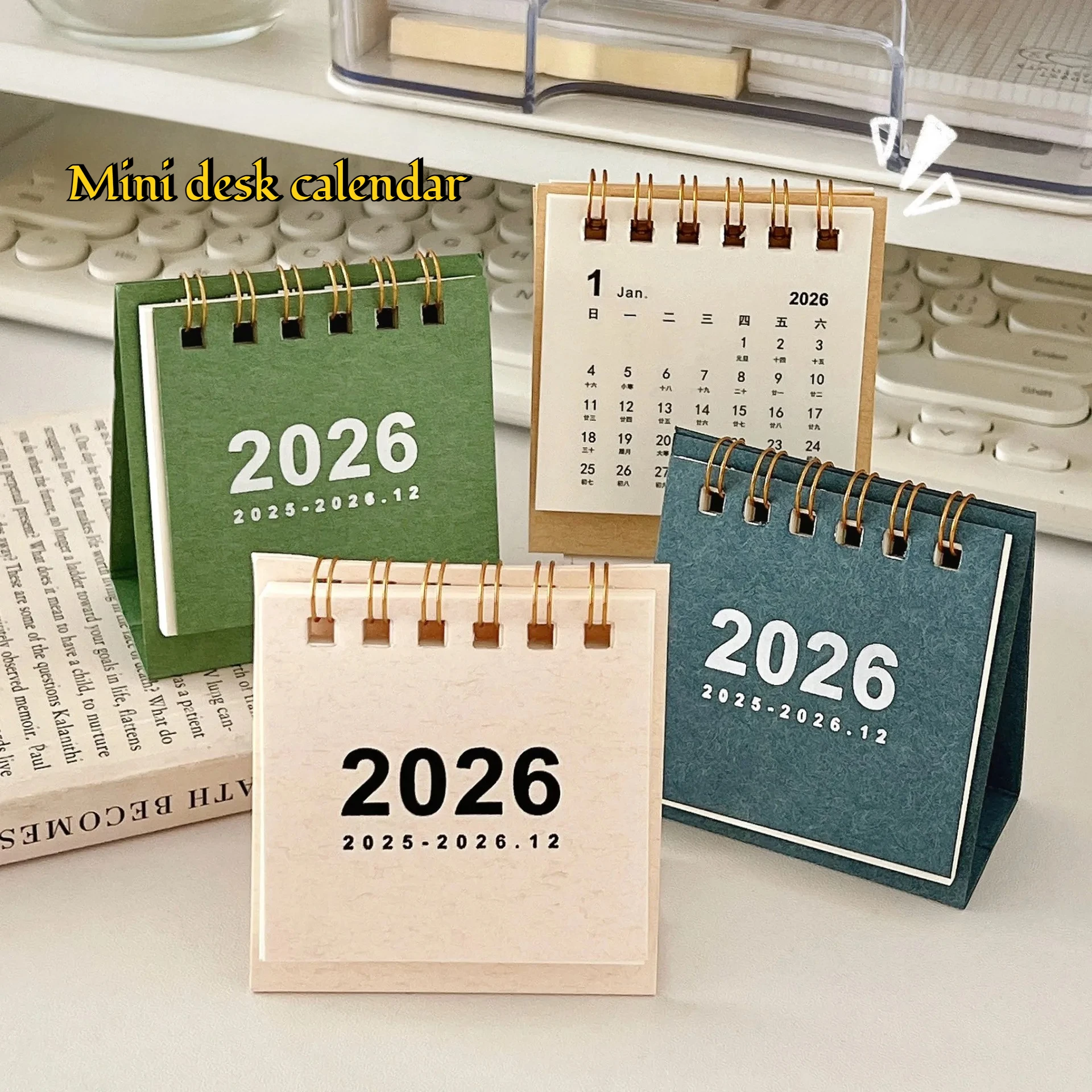 

Мини-календарь на 2026, настольный бумажный ретро, креативный простой настольный дневник, украшение, школьные канцелярские принадлежности, настольный календарь, небольшой планировщик