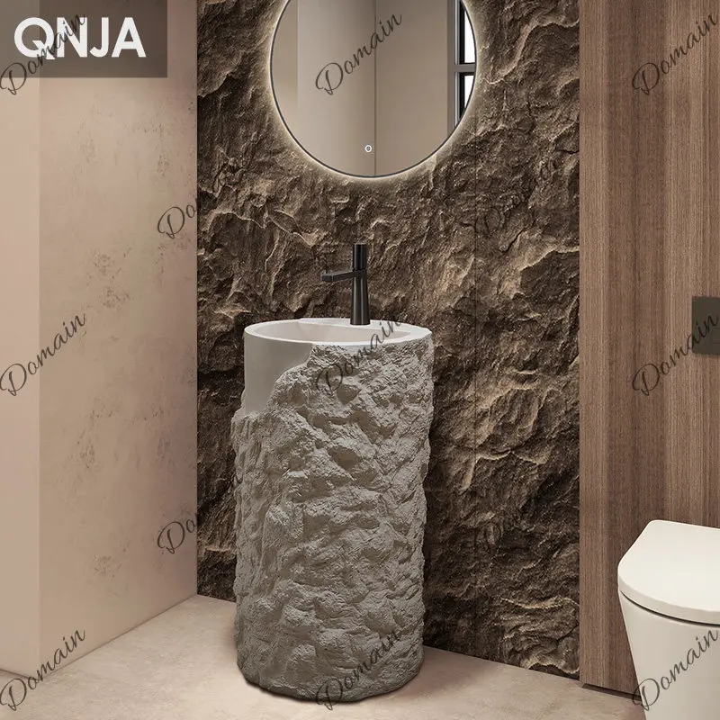 Personalized washbasin, designer integrated floor-standing washbasin, creative art homestay round column basin