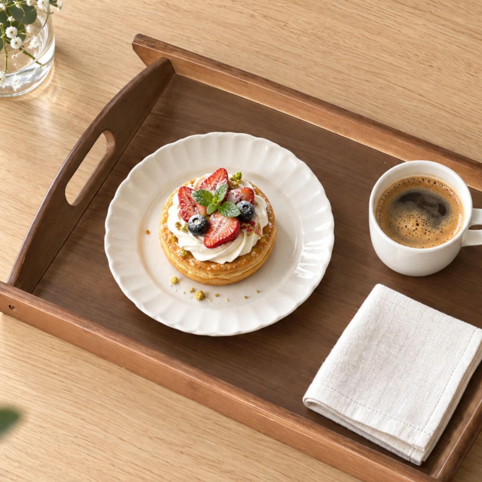 Boat-Shaped Wooden Serving Tray Versatile Rectangular Wood Serving Tray Slim Easy to Clean for Home Entertaining