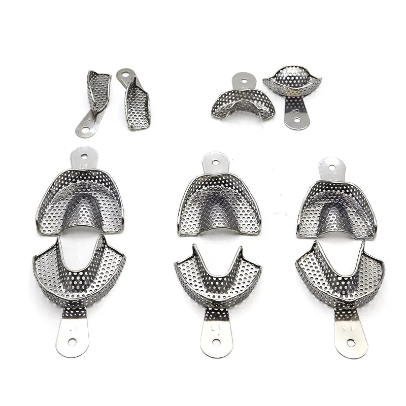 10pcs Stainless Steel DentalS Perforation Impression Tray Kit