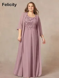Two Piece Plus Size Mother of the Bride Dresses with Jacket 2025 A-Line Wedding Party Dresses Lace Chiffon Robes Invitée Mariage