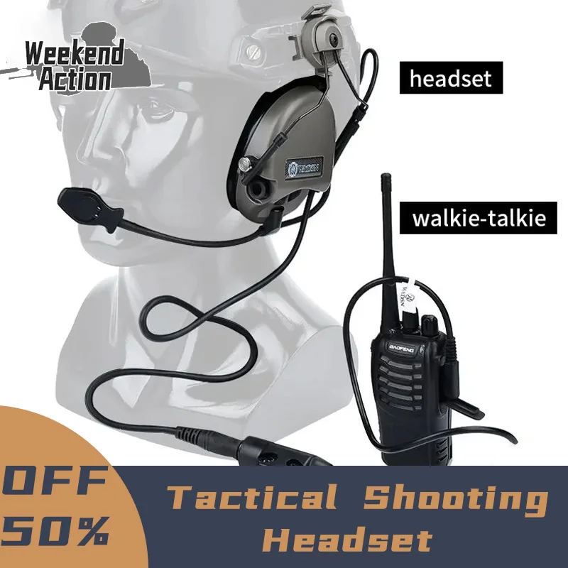 WADSN Tactical Hunting Shooting Helmet Headset Sordin Civilian Headphone Outdoor CS Earphone with 20mm Rail Adapter U94 PTT