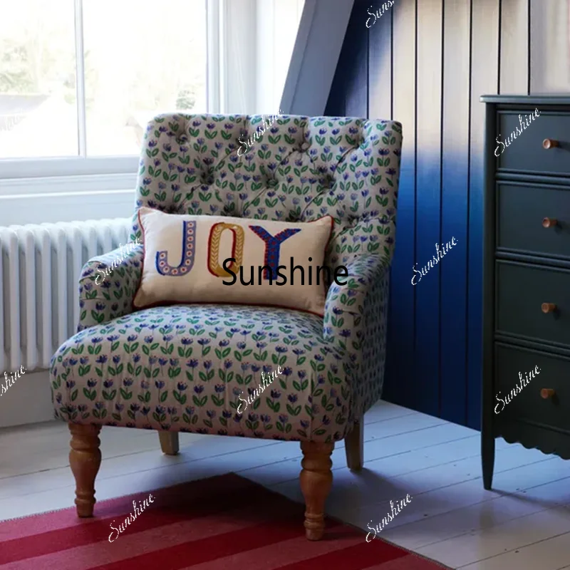 French retro pastoral small fresh sofa chair small apartment living room bedroom balcony high back leisure