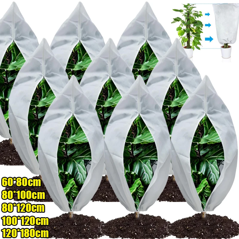 

Winter Frost Protection Plant Cover Zipper Drawstring Trees Cold Cloth Blankets Reusable Outdoor Bird Insect Prevention Bags